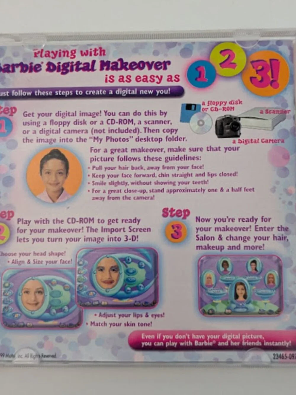 Barbie Digital Makeover PC CD-ROM Game Mattel Media Vintage Windows 95 98